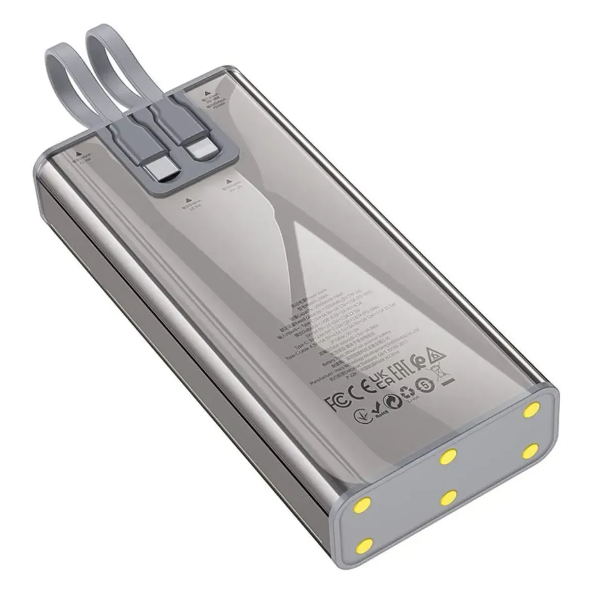 POWER BANK 20000 MAH HOCO J104A CARGA RÁPIDA 22.5W PANTALLA LED CABLES INTEGRADOS USB-C Y LIGHTNING - 3