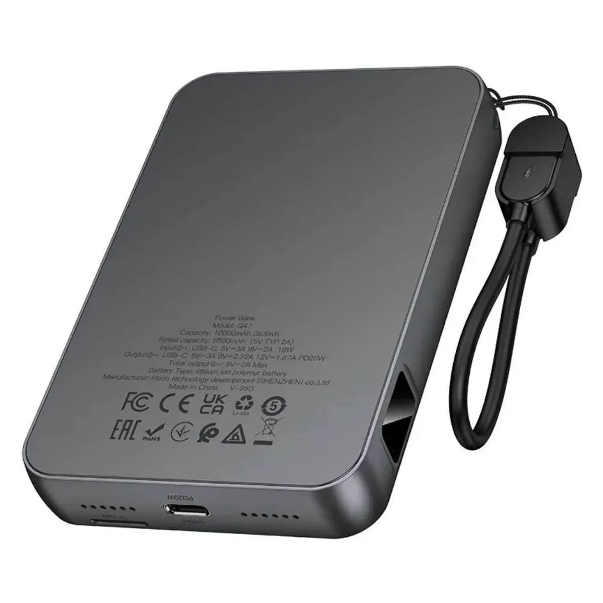 POWER BANK HOCO Q47 10000MAH PD20W CON CONSOLA 1500 JUEGOS USB-C Y PANTALLA LED - 6