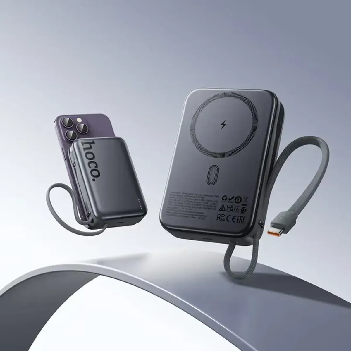 POWER BANK MAGNÉTICO HOCO Q44A 20000MAH PD45W INALÁMBRICO 15W PARA IPHONE SAMSUNG Y LAPTOP - 6