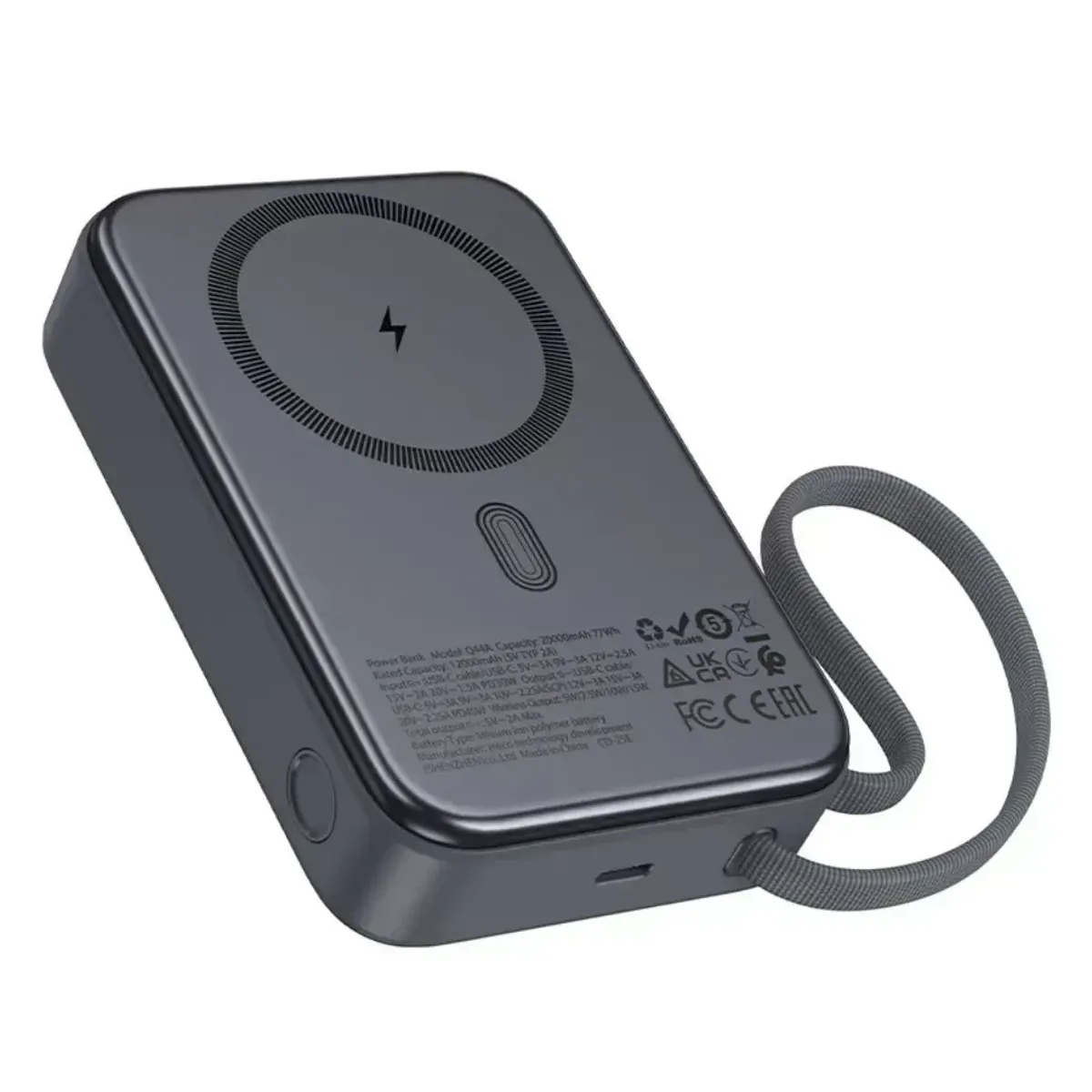 POWER BANK MAGNÉTICO HOCO Q44A 20000MAH PD45W INALÁMBRICO 15W PARA IPHONE SAMSUNG Y LAPTOP - 8