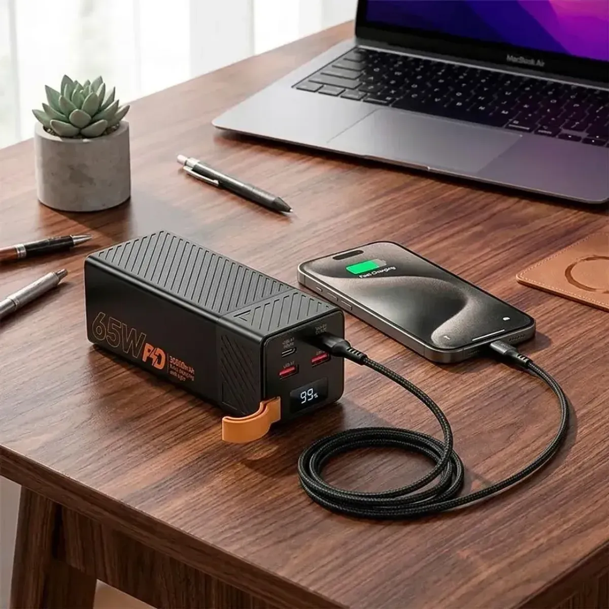 POWER BANK HOCO DB100 30000 MAH 65W PD PARA LAPTOP Y CELULAR CON PANTALLA LED - 3