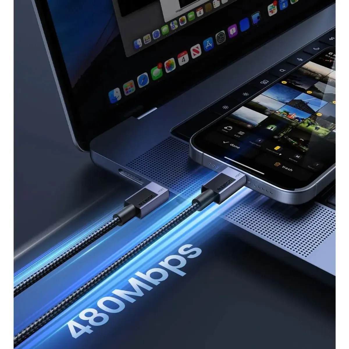CABLE USB-C A USB-C UGREEN 240W 2M L513 CARGA RÁPIDA PD 3.1 TRENZADO - 6