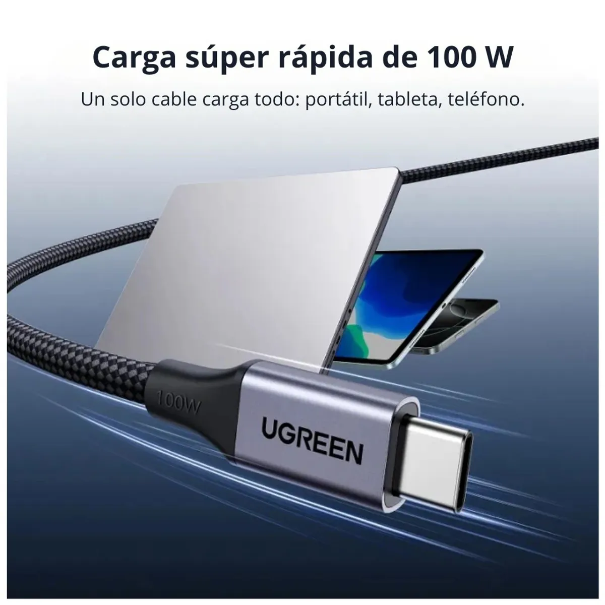 CABLE USB-C A USB-C UGREEN L520 100W 1M CARGA RÁPIDA PD MAGNÉTICO TRENZADO - 7
