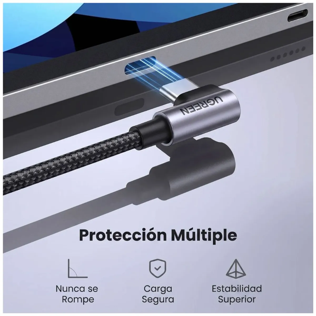 CABLE USB-C A USB-C UGREEN L536 240W 1M CARGA RÁPIDA PD TRENZADO - 3