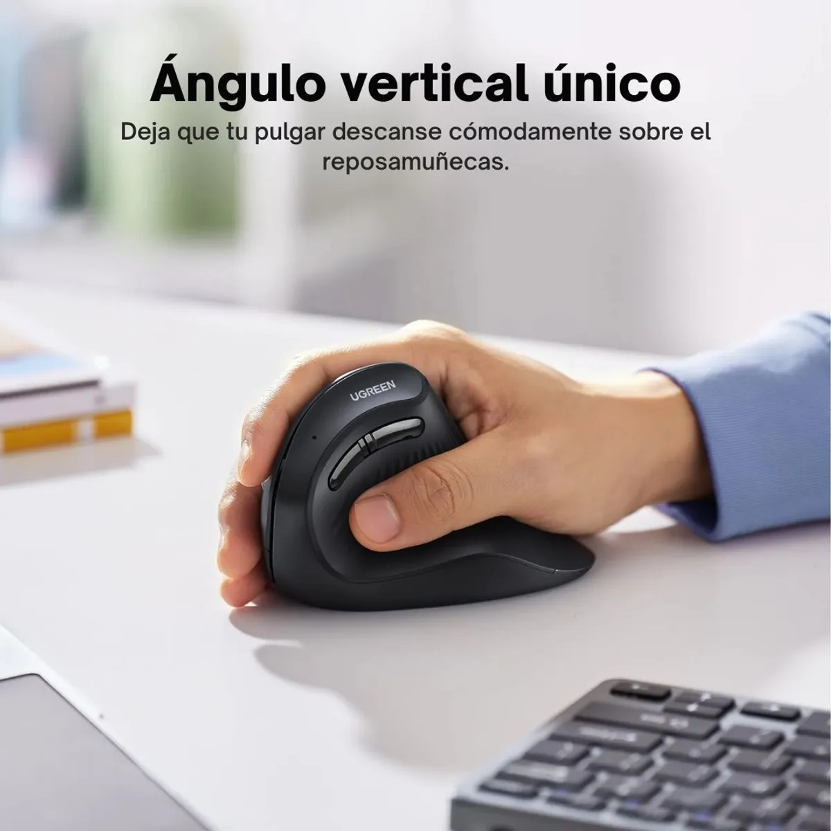 MOUSE VERTICAL ERGONÓMICO UGREEN MU008 BLUETOOTH 4000 DPI INALÁMBRICO PARA LAPTOP Y PC - 2