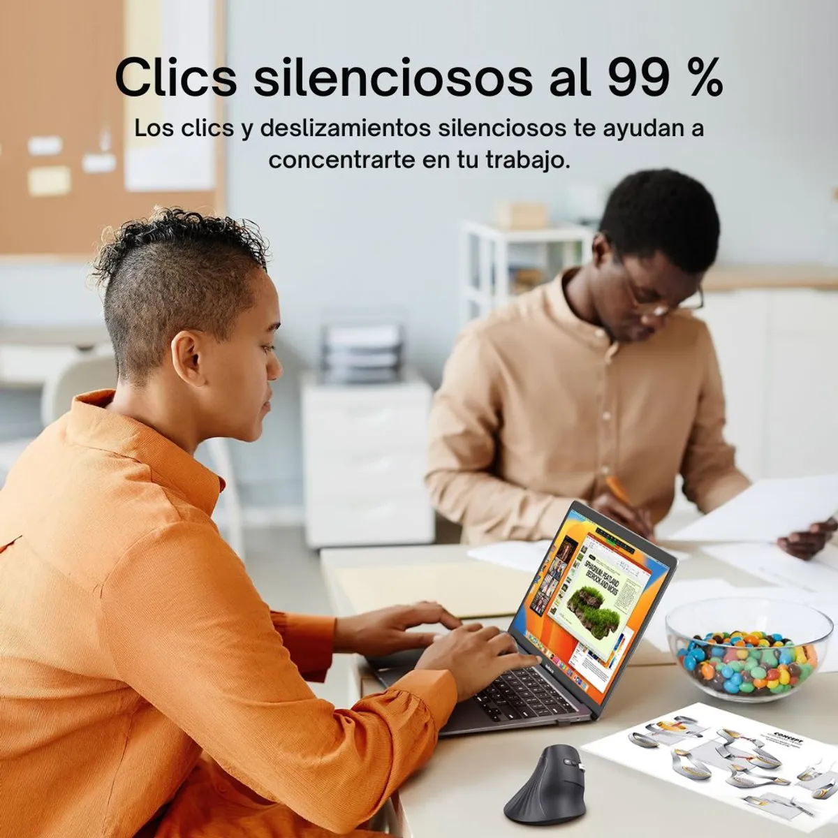 MOUSE VERTICAL ERGONÓMICO UGREEN MU008 BLUETOOTH 4000 DPI INALÁMBRICO PARA LAPTOP Y PC - 5