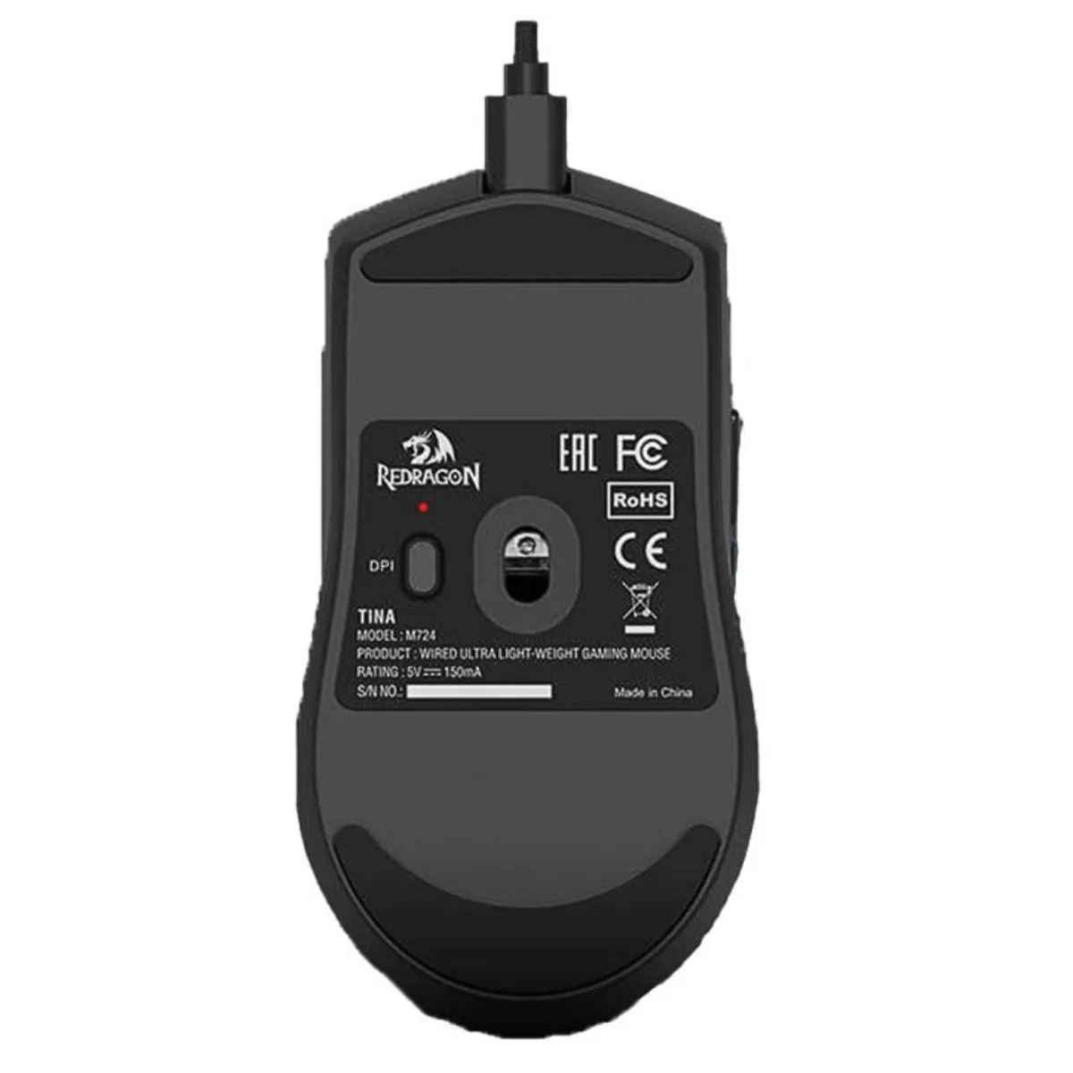 MOUSE GAMER ULTRALIGERO REDRAGON M724 KING 1K 12400 DPI 42G CON 5 BOTONES PROGRAMABLES - 3