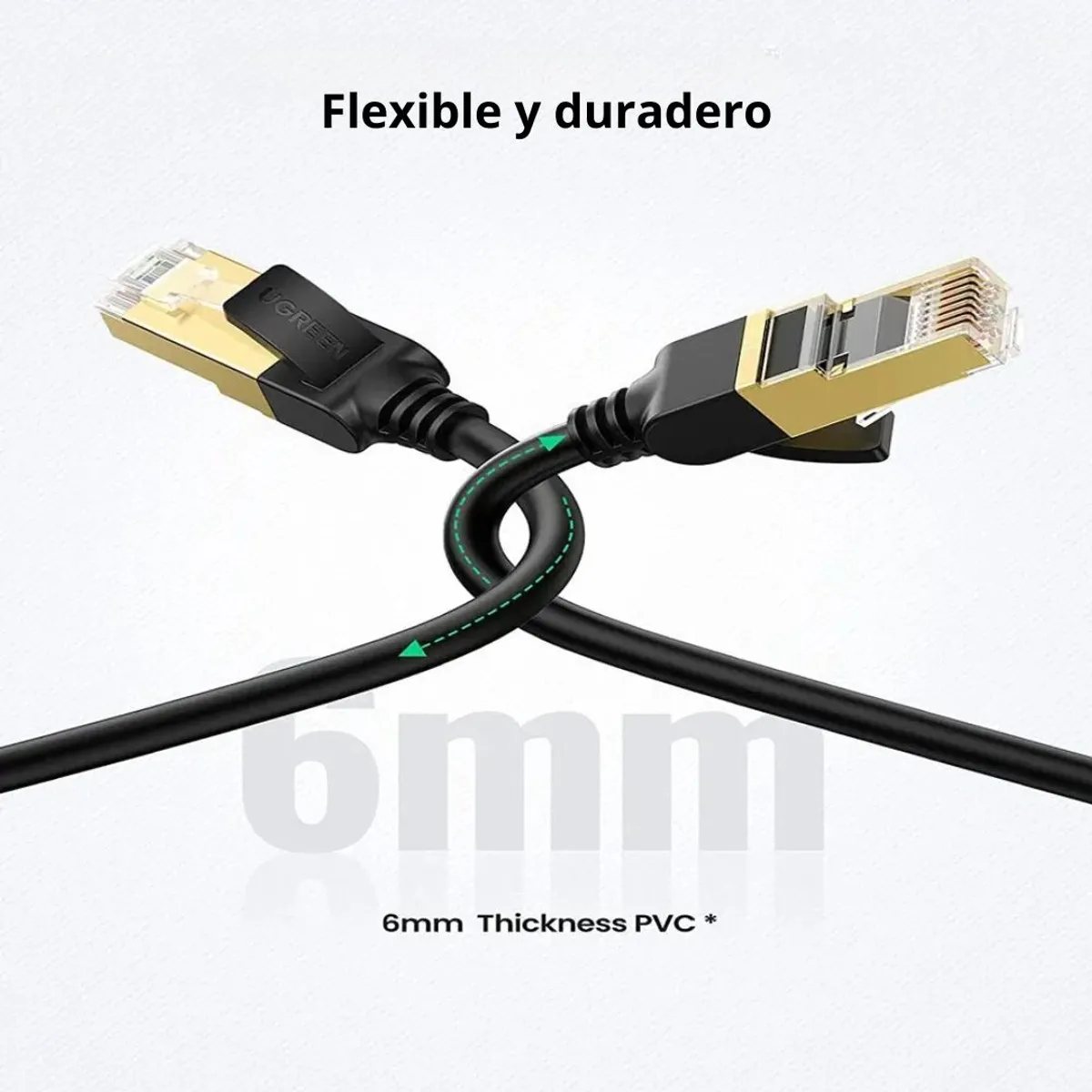CABLE ETHERNET UGREEN NW107 CAT 7 2M 10GBPS RJ45 PARA PS5 XBOX PC ROUTER Y SMART TV - 4