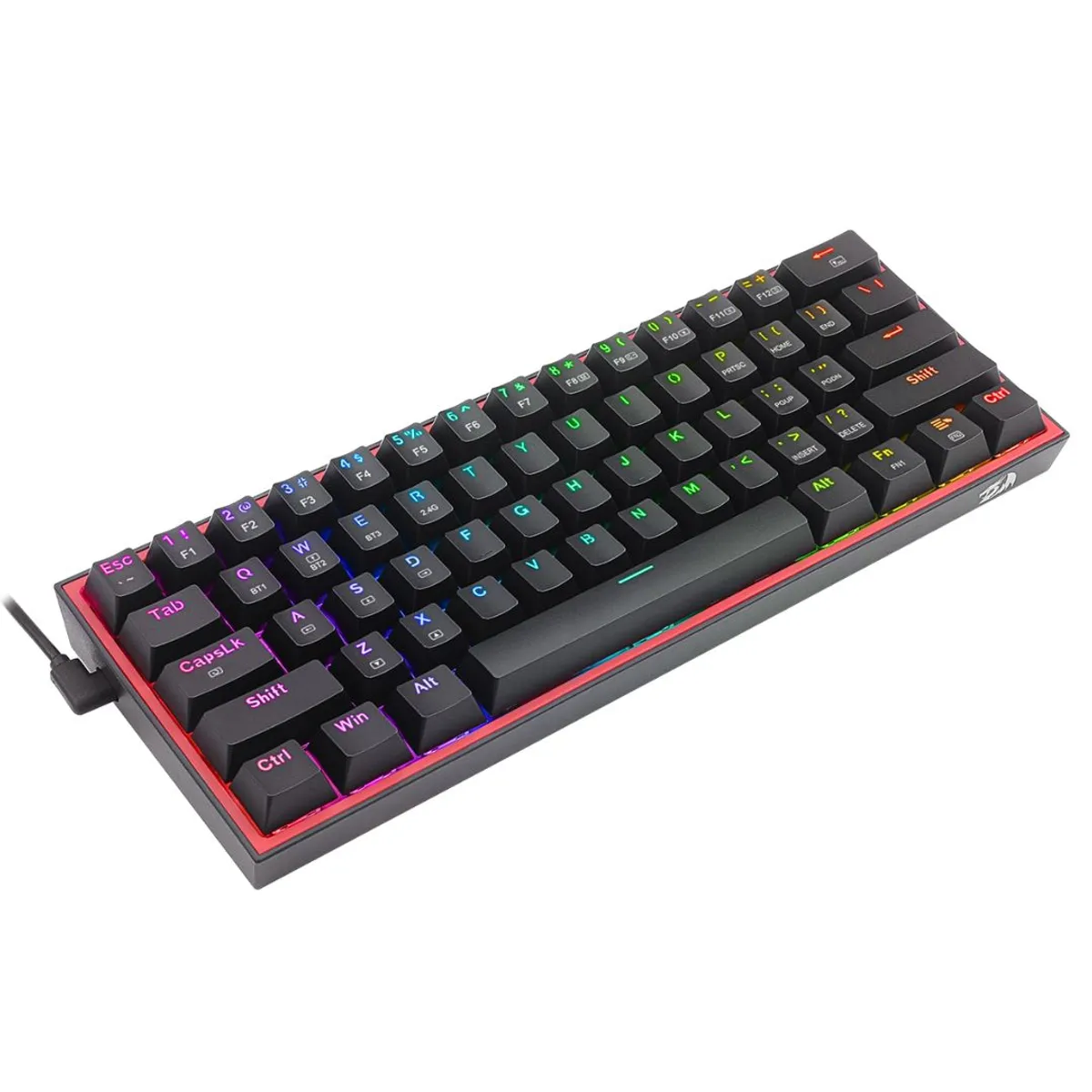 TECLADO MECÁNICO GAMER REDRAGON FIZZ PRO K616-RGB 60% INALÁMBRICO BLUETOOTH Y CABLE USB-C RGB - 5