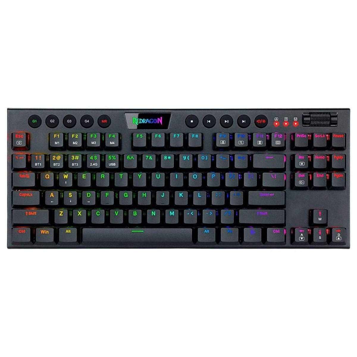 TECLADO MECÁNICO GAMER REDRAGON HORUS K621-RGB TKL INALÁMBRICO BLUETOOTH Y CABLE USB-C LOW PROFILE - 1
