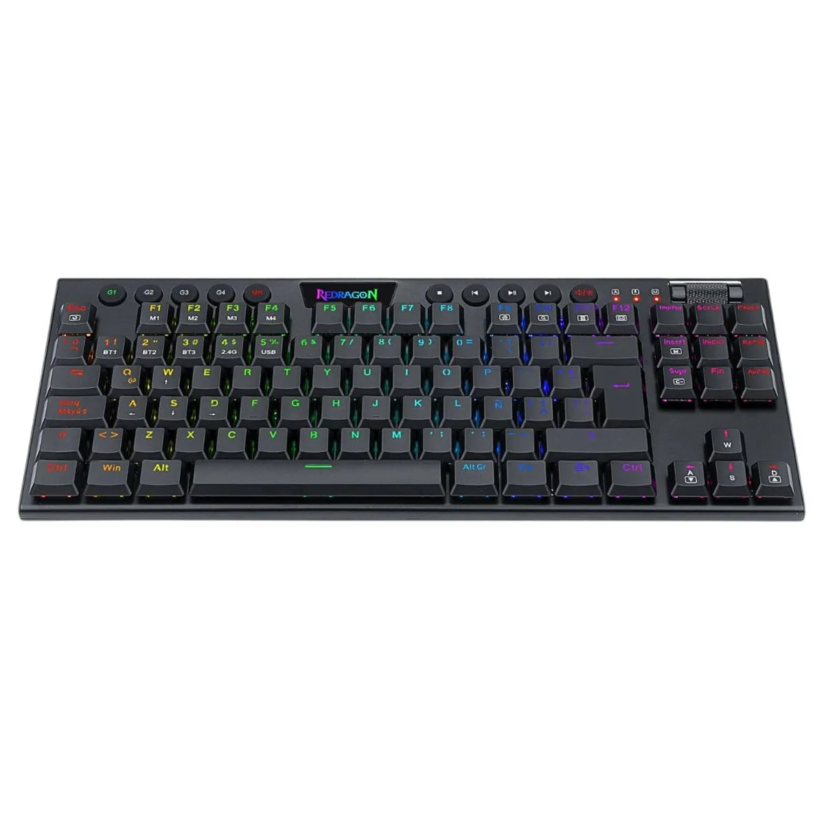 TECLADO MECÁNICO GAMER REDRAGON HORUS K621-RGB TKL INALÁMBRICO BLUETOOTH Y CABLE USB-C LOW PROFILE - 6