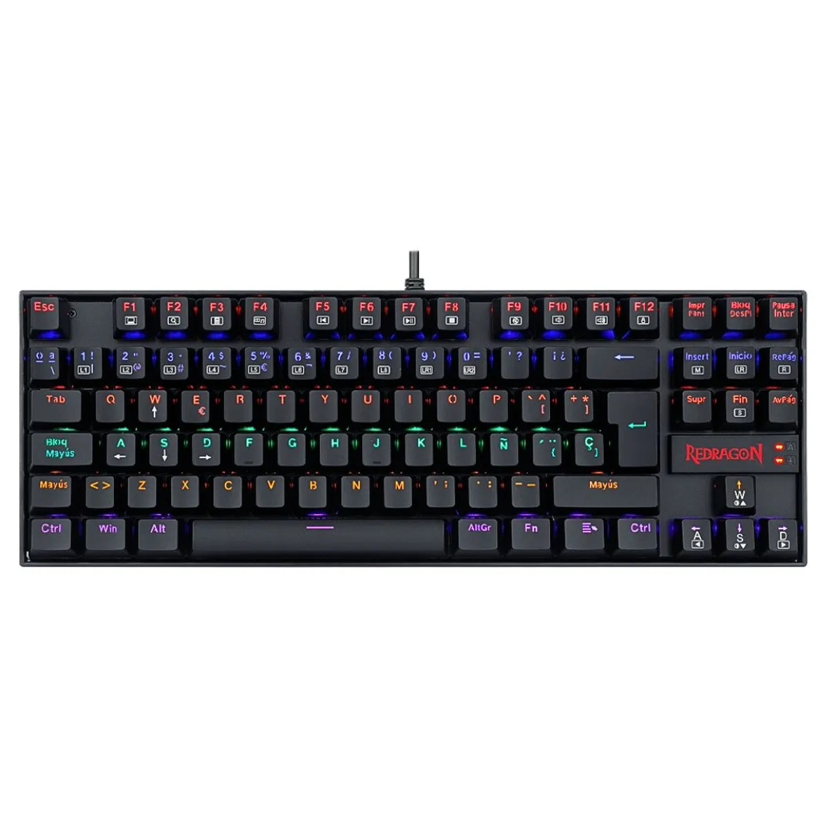 TECLADO MECÁNICO GAMER REDRAGON KUMARA K552 RAINBOW TKL ESPAÑOL CON ANTI-GHOSTING - 1