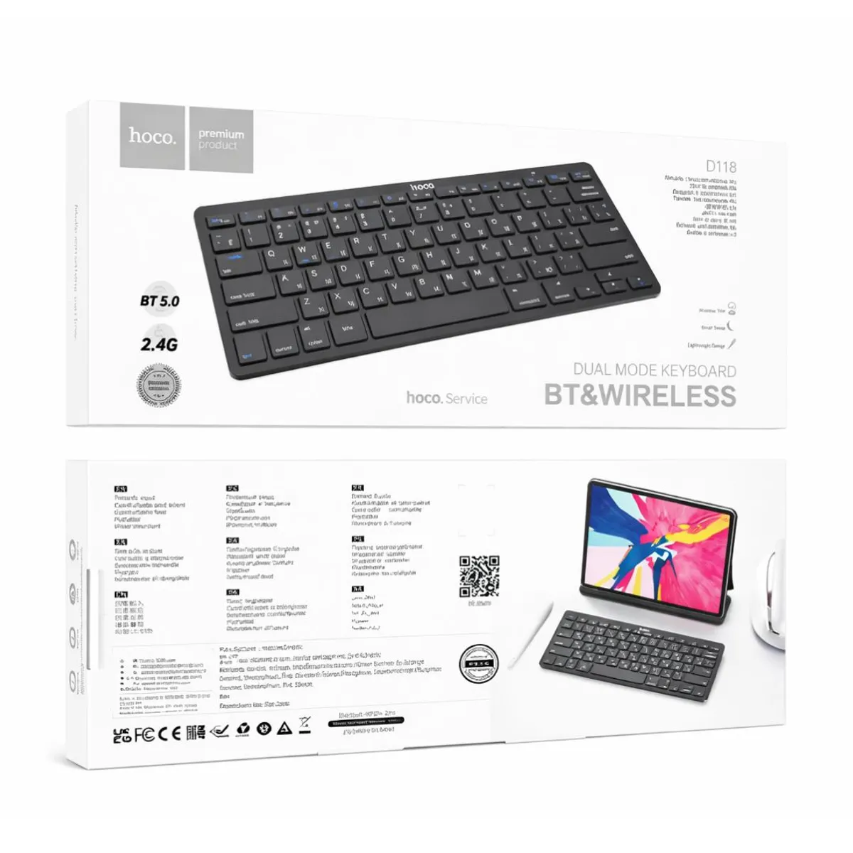 TECLADO INALÁMBRICO HOCO DI18 BLUETOOTH 5.0 Y 2.4G RECARGABLE PARA PC LAPTOP TABLET Y CELULAR - 2