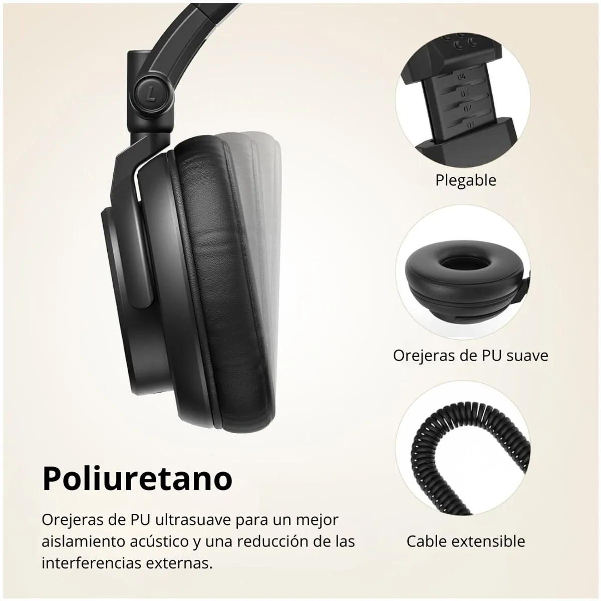 AUDÍFONOS MAONO MH601 PROFESIONALES DE ESTUDIO DJ 50MM CERRADOS 32 OHM CON CABLE 3M - 8