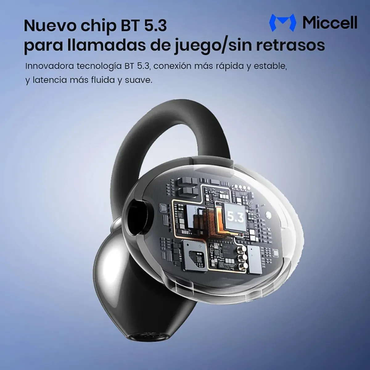AUDÍFONOS BLUETOOTH INALÁMBRICOS CON CLIP PARA OREJA TWS ESTUCHE DE CARGA MICCELL VQ-BH106 - 3