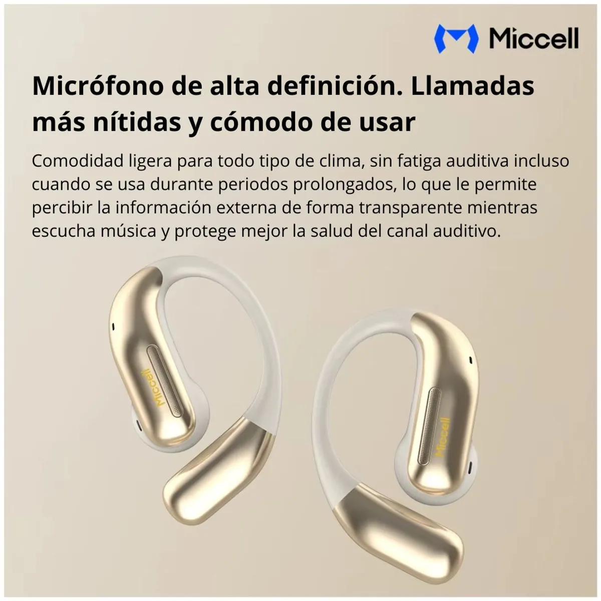 AUDÍFONOS BLUETOOTH OÍDO ABIERTO CON CLIP INALÁMBRICOS ESTUCHE DE CARGA MICCELL VQ-BH31 - 3