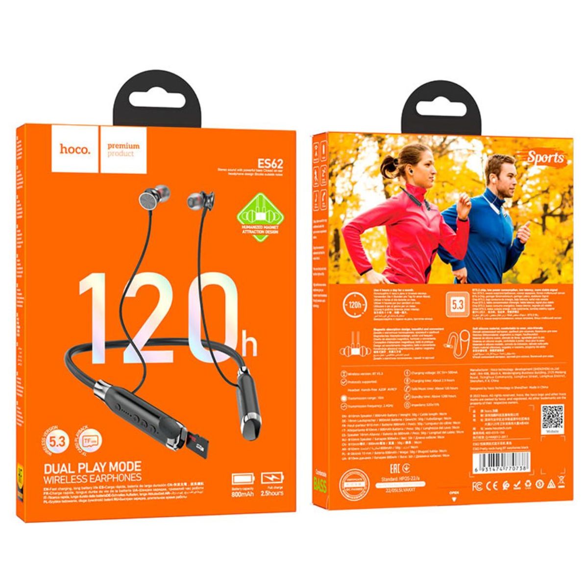AUDÍFONOS BLUETOOTH DE CUELLO HOCO ES62 120 HORAS CON TF Y MICRÓFONO - 5