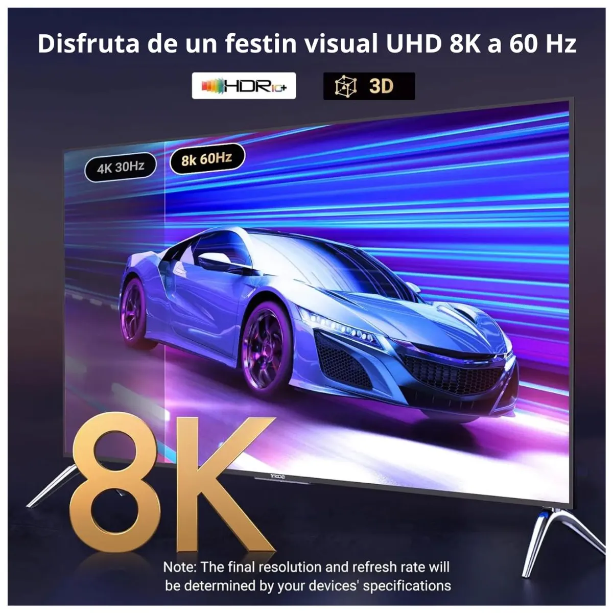 CABLE DISPLAYPORT A HDMI UGREEN 2M 8K 60HZ 4K 120HZ ACTIVO HDR HDMI 2.1 PARA MONITOR Y TV - 5