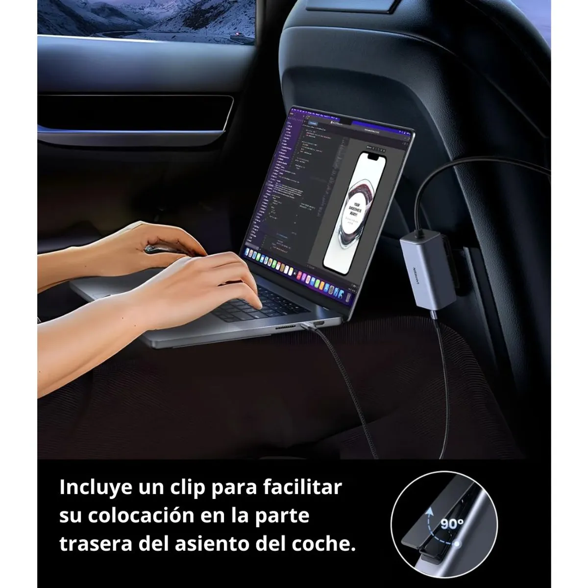 CARGADOR PARA AUTO UGREEN EC706 150W GAN 4 PUERTOS PD USB-C USB-A CON EXTENSIÓN 1M - 4