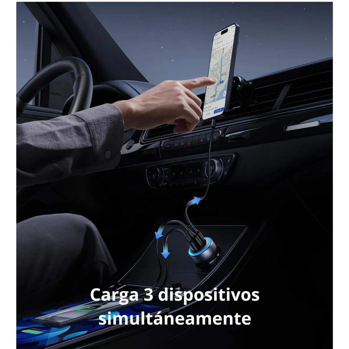 CARGADOR PARA AUTO UGREEN 30W 3 PUERTOS 2 USB-C USB-A CARGA RÁPIDA PD - 6