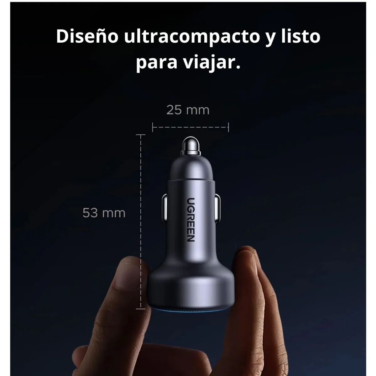 CARGADOR PARA AUTO UGREEN 30W 3 PUERTOS 2 USB-C USB-A CARGA RÁPIDA PD - 8