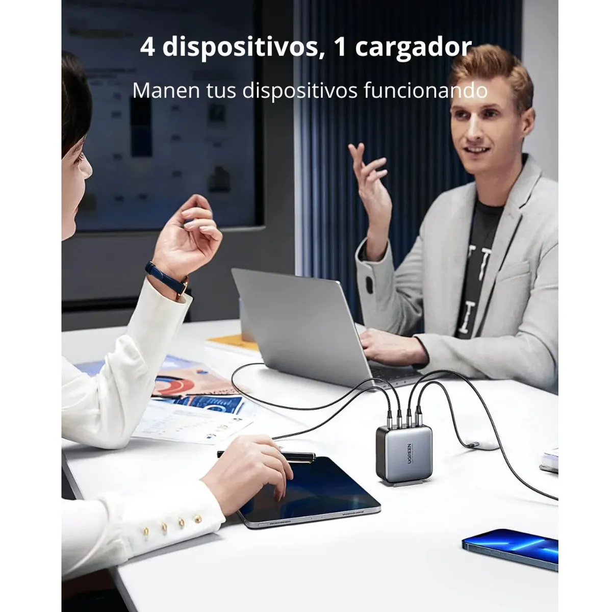 CARGADOR RÁPIDO GAN UGREEN NEXODE 100W DE 4 PUERTOS CON 3 USB-C Y 1 USB-A PARA LAPTOP Y CELULAR - 5