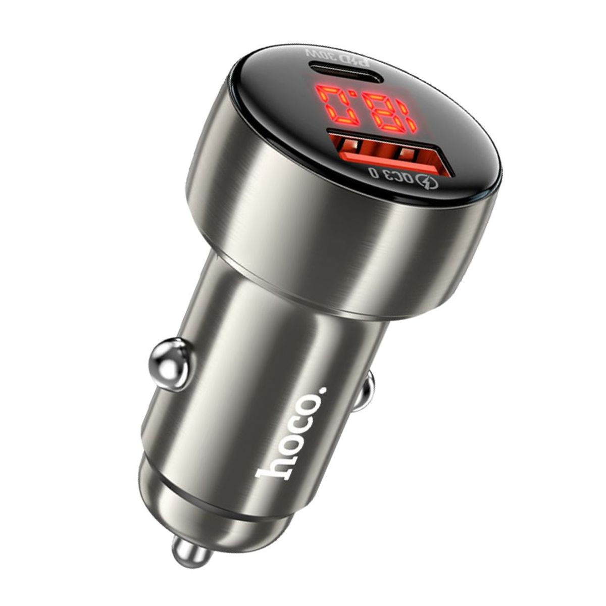 CARGADOR PARA AUTO HOCO Z50 48W USB-C PD 30W USB-A 18W CARGA RÁPIDA CON PANTALLA LED - 1