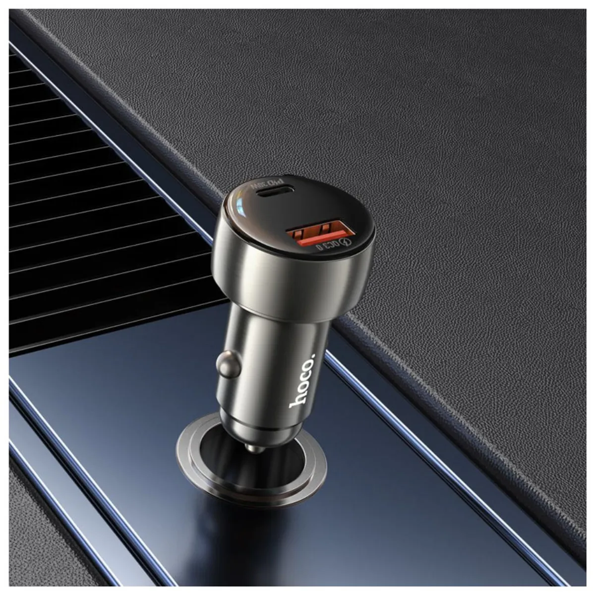CARGADOR PARA AUTO HOCO Z50 48W USB-C PD 30W USB-A 18W CARGA RÁPIDA CON PANTALLA LED - 3