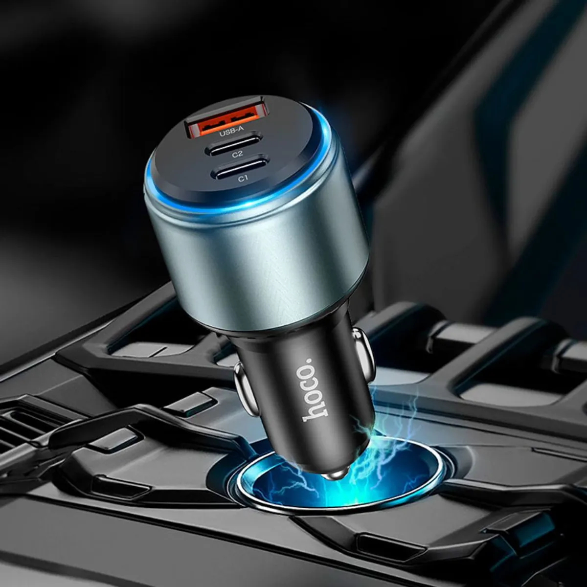 CARGADOR PARA AUTO HOCO NZ9 95W PD 65W TRIPLE PUERTO USB-C PARA LAPTOP Y CELULAR - 3