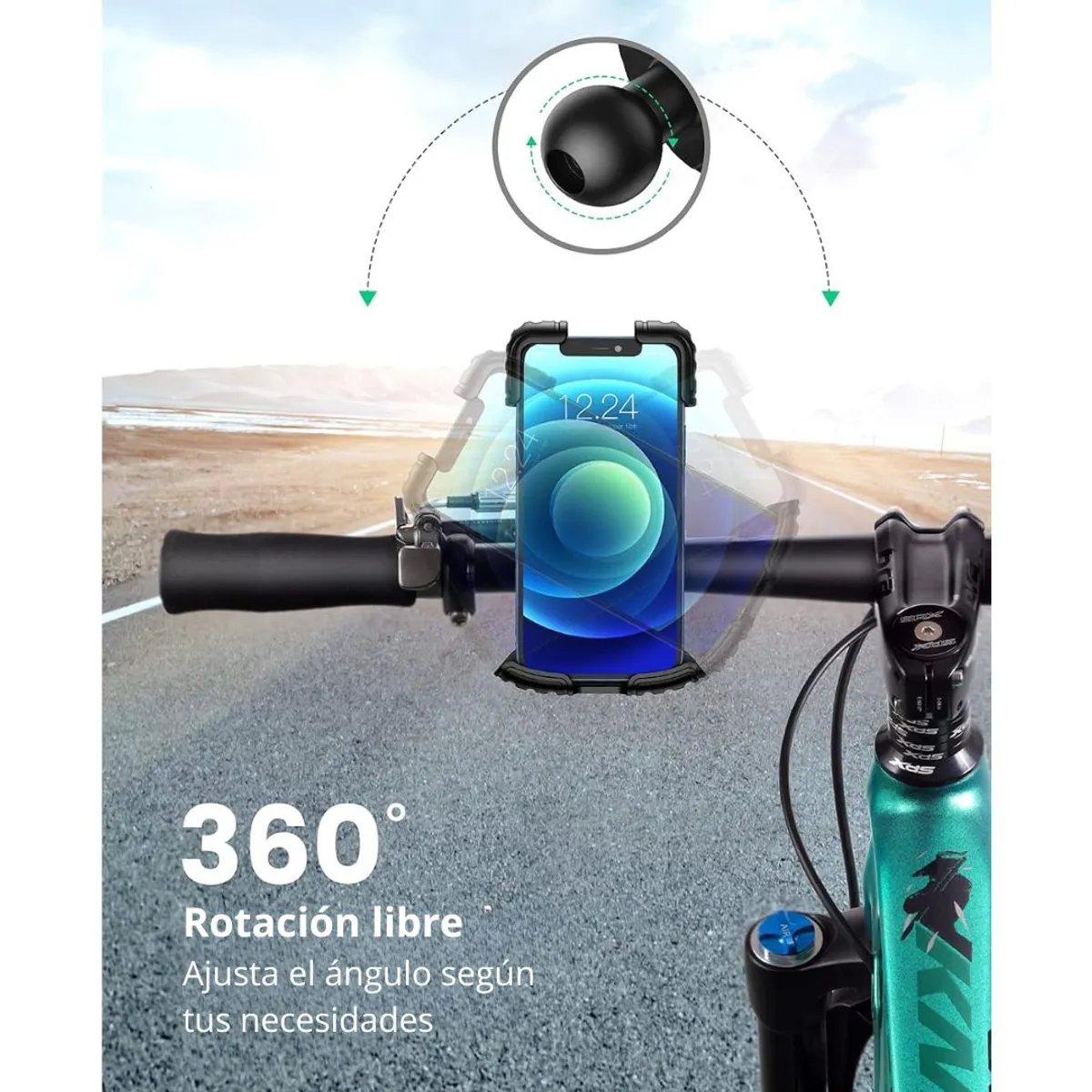 SOPORTE DE CELULAR PARA BICICLETA UGREEN LP494 MANILLAR 360° HASTA 6.8” - 3