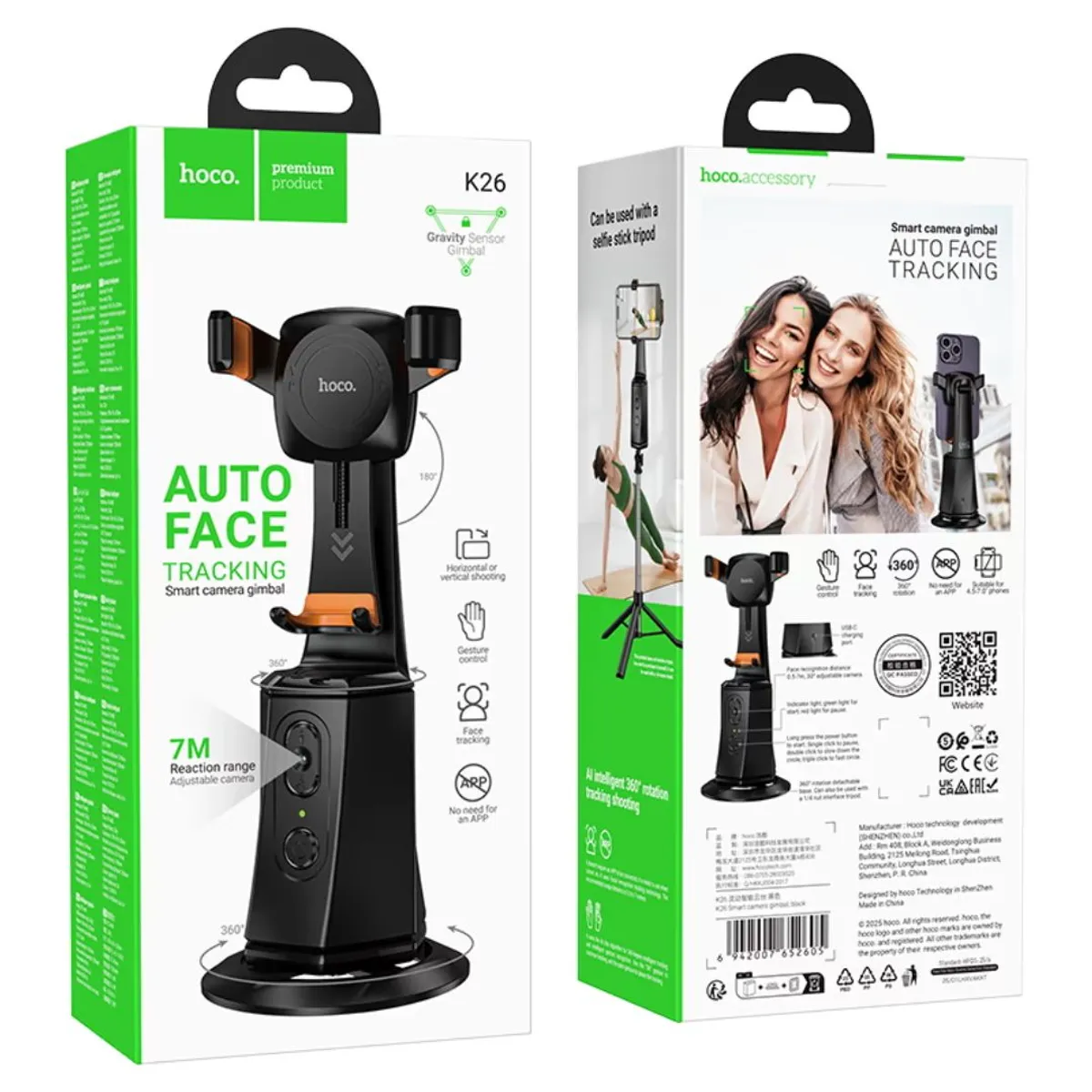 SOPORTE INTELIGENTE HOCO K26 PARA CELULAR CON SEGUIMIENTO FACIAL 360° Y GESTOS - 2