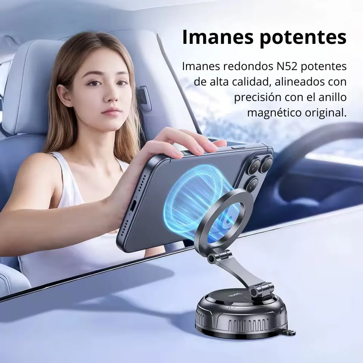 SOPORTE MAGNÉTICO PARA CELULAR HOCO H92 CON VENTOSA DE SUCCIÓN Y ROTACIÓN 360° PARA AUTO - 5