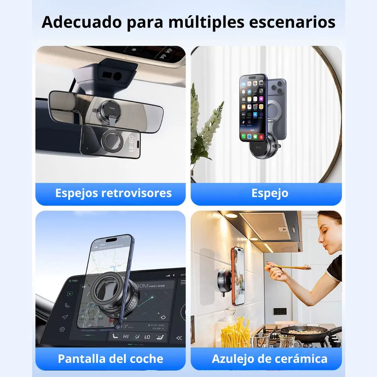SOPORTE MAGNÉTICO PARA CELULAR HOCO H92 CON VENTOSA DE SUCCIÓN Y ROTACIÓN 360° PARA AUTO - 7