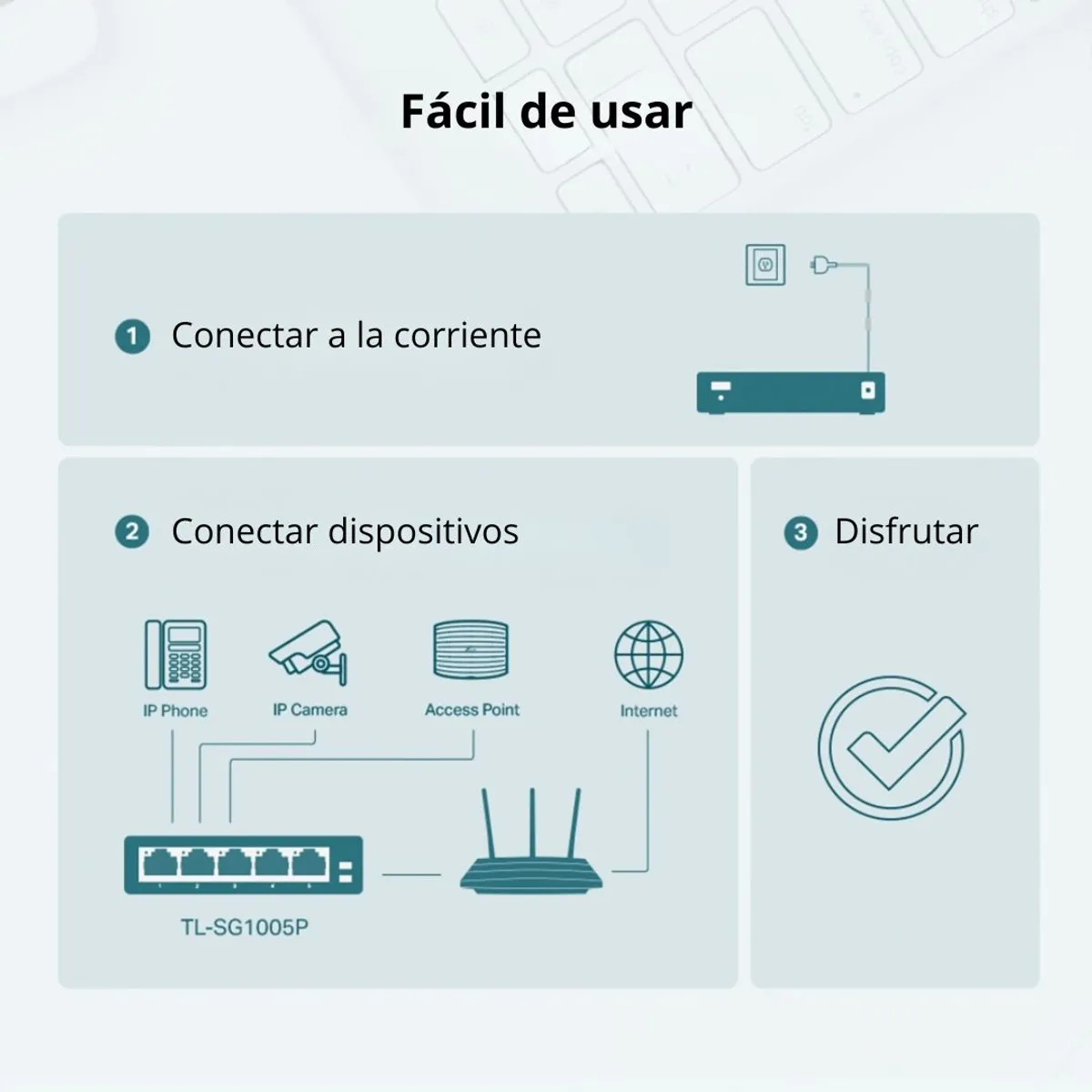SWITCH POE GIGABIT 5 PUERTOS TP-LINK TL-SG1005P 4 POE+ 65W PARA CÁMARAS IP - 5