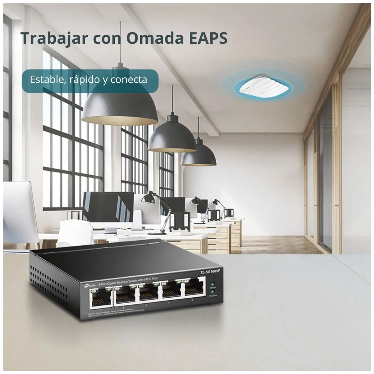 SWITCH POE GIGABIT 5 PUERTOS TP-LINK TL-SG1005P 4 POE+ 65W PARA CÁMARAS IP - 7