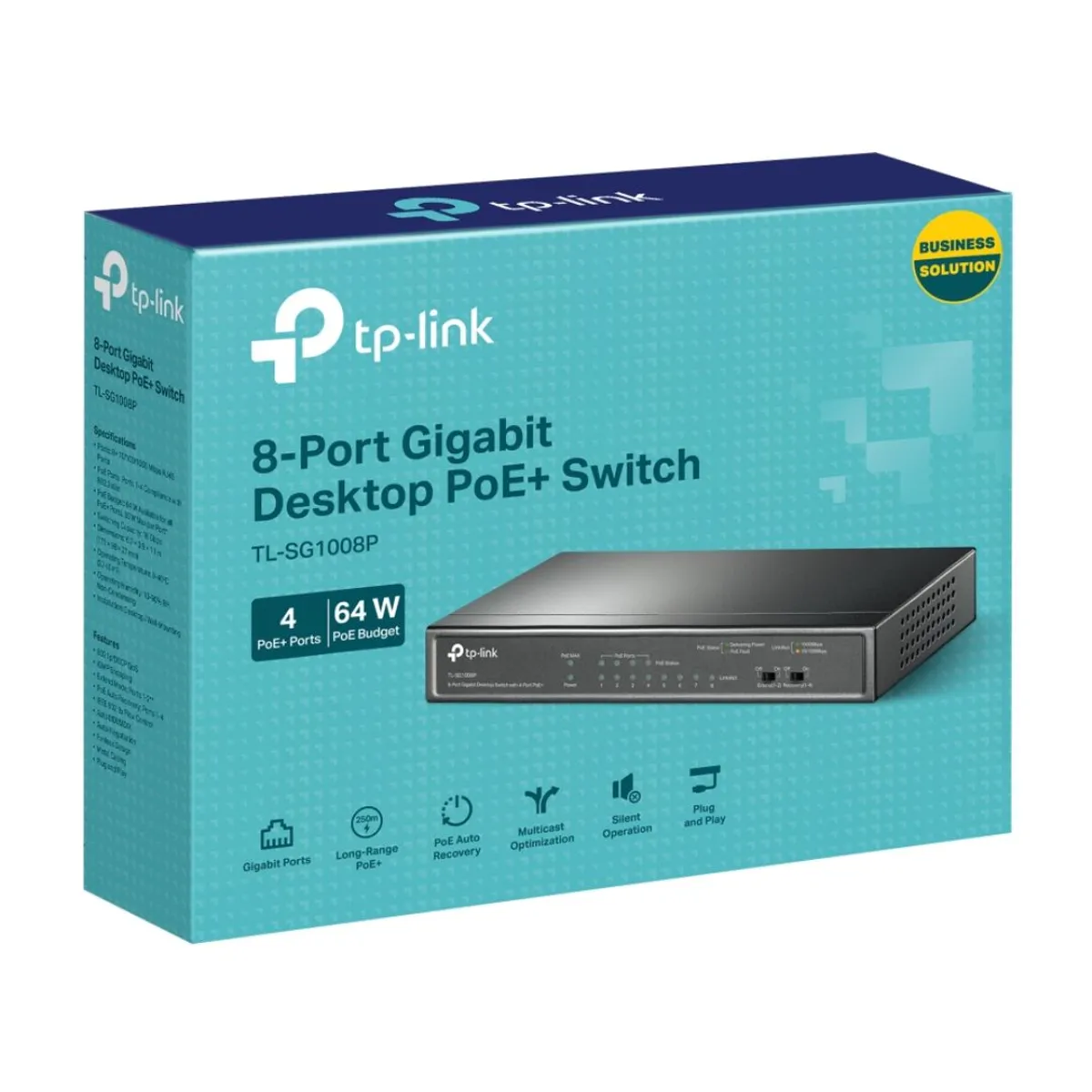 SWITCH POE GIGABIT 8 PUERTOS TP-LINK TL-SG1008P 4 POE+ 64W PARA CÁMARAS IP - 3