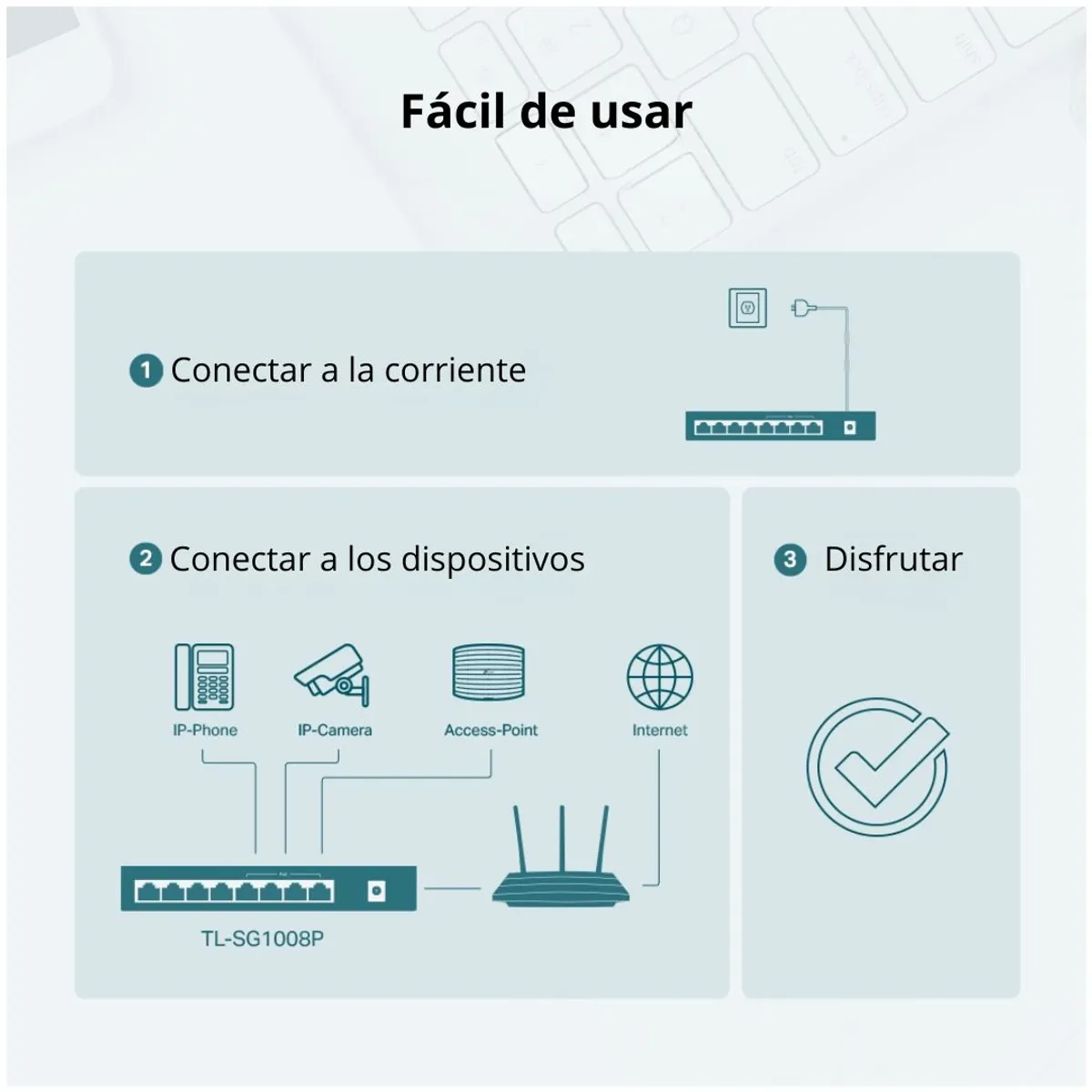 SWITCH POE GIGABIT 8 PUERTOS TP-LINK TL-SG1008P 4 POE+ 64W PARA CÁMARAS IP - 6
