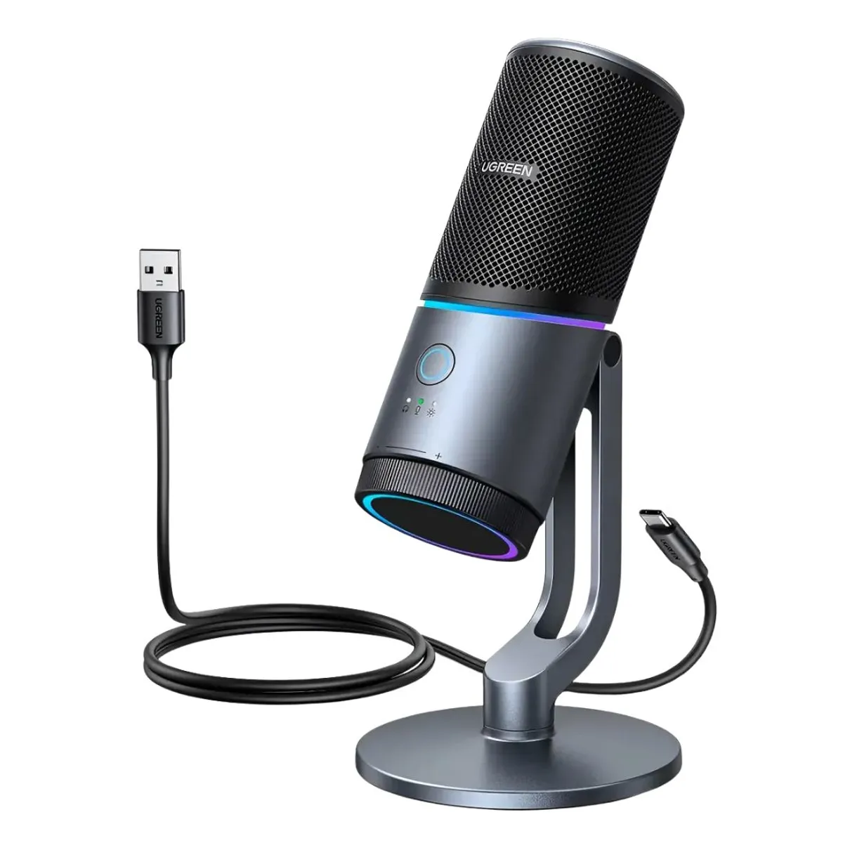 MICRÓFONO GAMER USB UGREEN CM769 RGB CARDIOIDE 24BIT 96KHZ PARA STREAMING Y PODCAST - 1