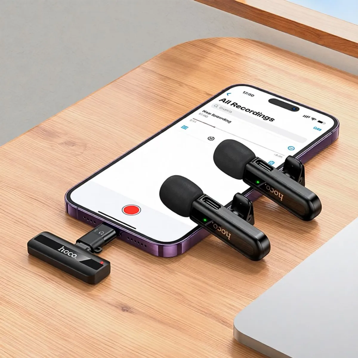 MICRÓFONO SOLAPERO INALÁMBRICO DOBLE HOCO L20A USB-C Y LIGHTNING CON REDUCCIÓN DE RUIDO - 3