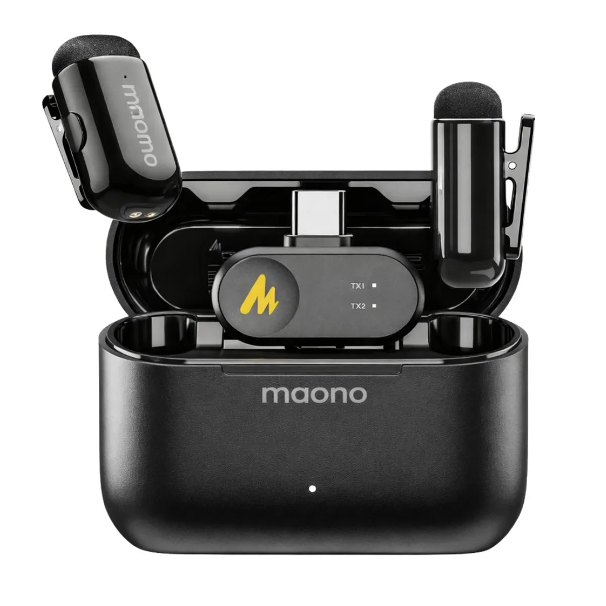MICRÓFONO INALÁMBRICO SOLAPERO LAVALIER MAONO WAVE T1 MINI 2TX 100M 30H WM622 - 1