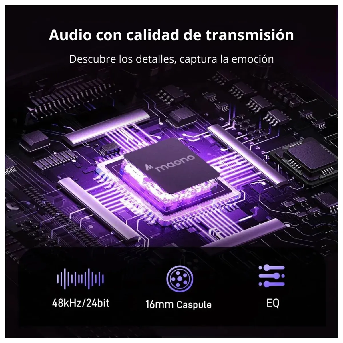 MICRÓFONO GAMER INALÁMBRICO MAONO DM40 PRO RGB USB-C PARA STREAMING PODCAST Y GAMING - 3