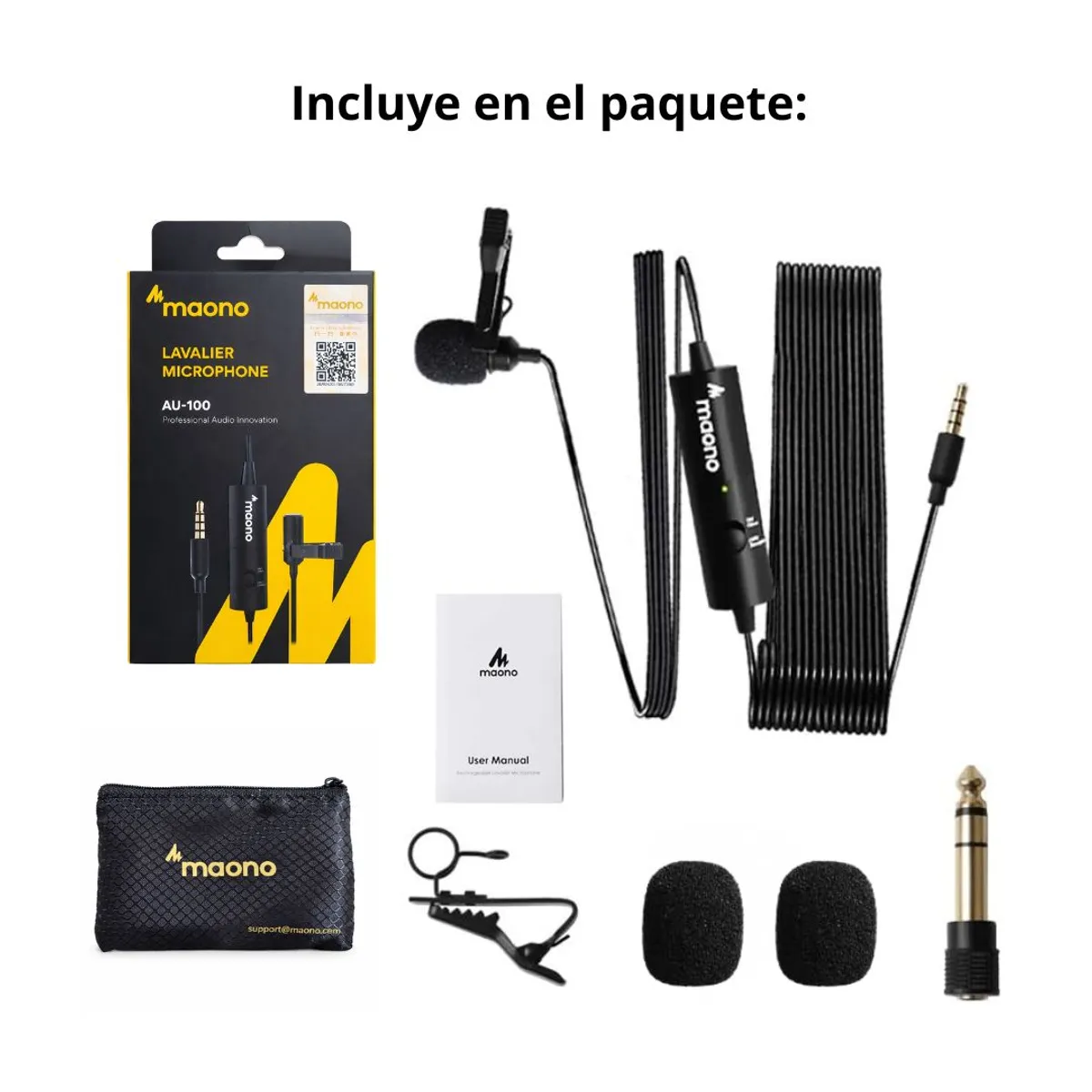 MICRÓFONO SOLAPERO LAVALIER MAONO AU-100 ALÁMBRICO CON CABLE 6 METROS PARA CELULAR CÁMARA PC - 7