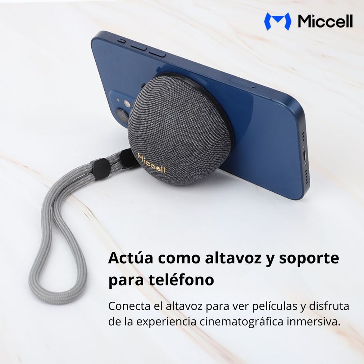 MINI PARLANTE BLUETOOTH MAGNÉTICO 5W RGB PORTÁTIL SOPORTE PARA CELULAR MICCELL SP58 - 2