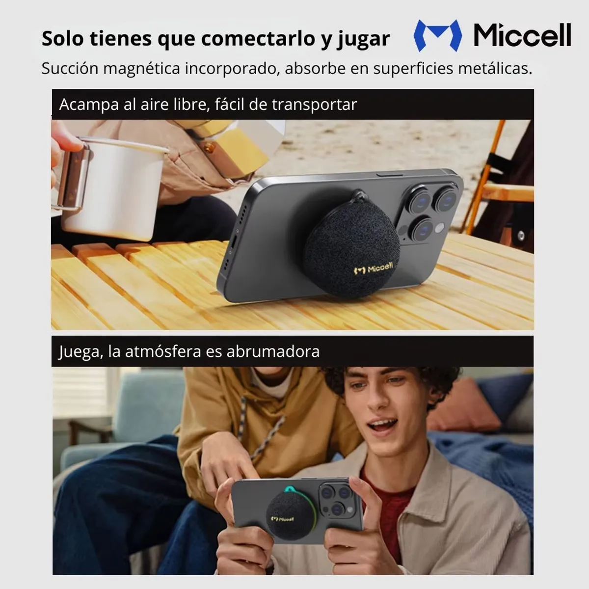 MINI PARLANTE BLUETOOTH MAGNÉTICO 5W RGB PORTÁTIL SOPORTE PARA CELULAR MICCELL SP58 - 5
