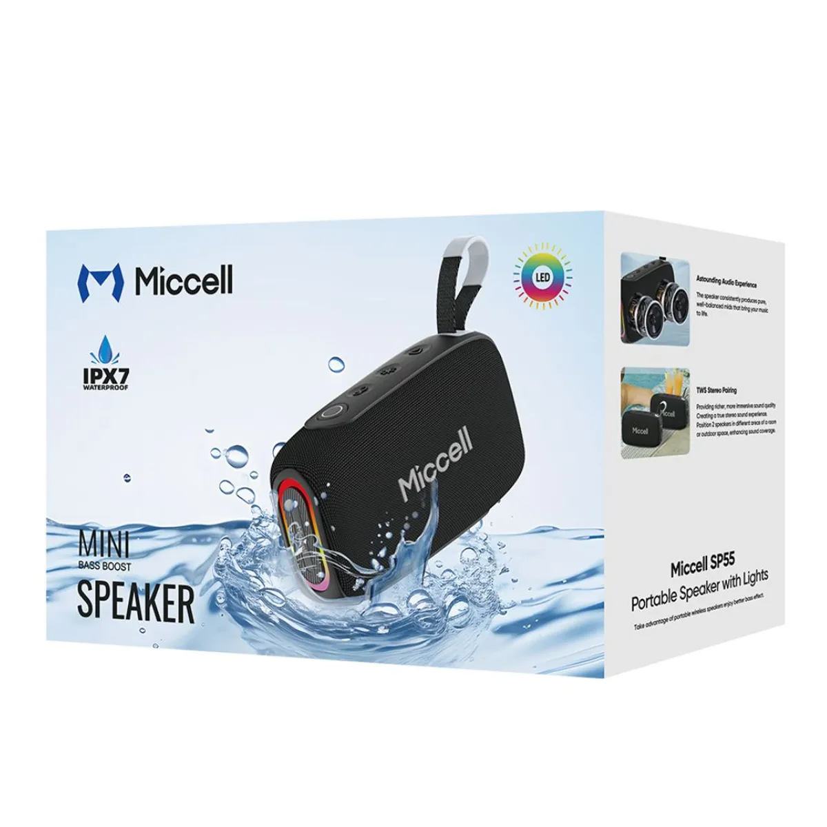 PARLANTE BLUETOOTH 20W BASS BOOST IPX7 LUCES RGB BATERÍA 3000MAH MICCELL VQ-SP55 - 7