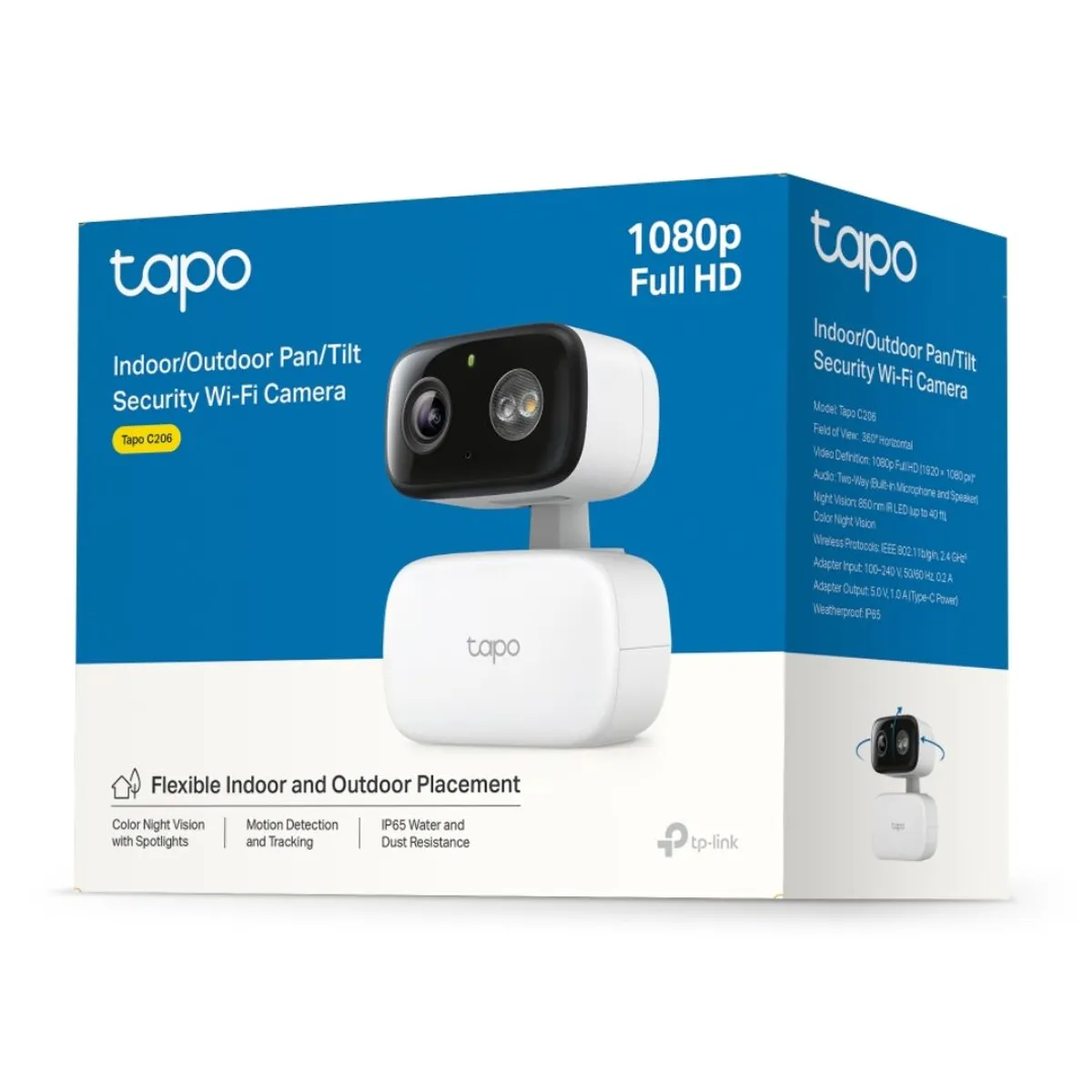 CÁMARA WIFI TP-LINK TAPO C206 INTERIOR EXTERIOR 1080P 360° CON VISIÓN NOCTURNA COLOR - 2