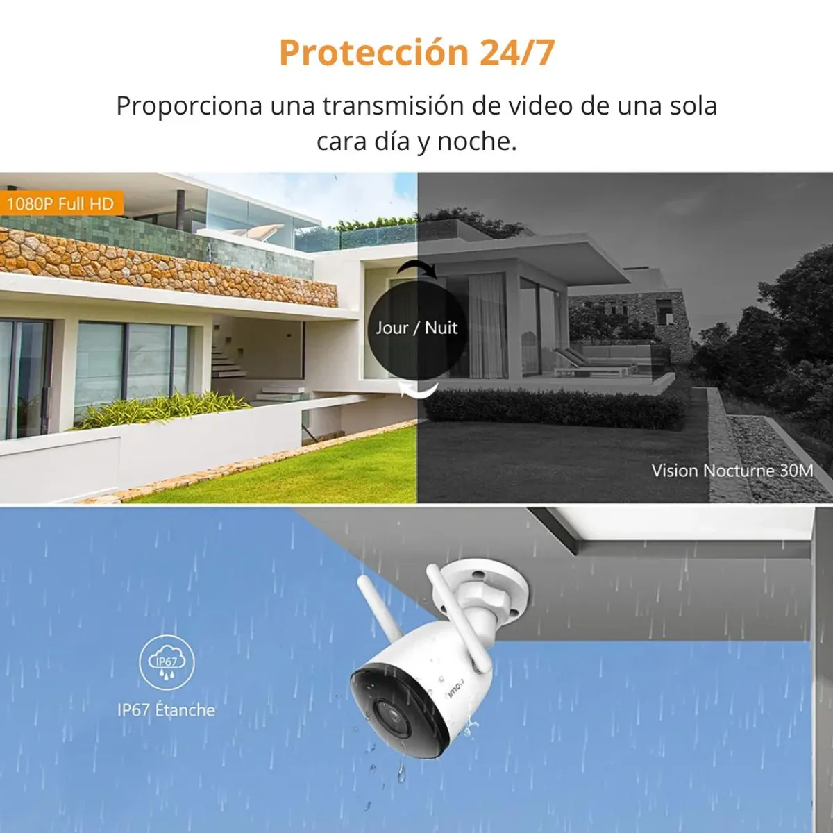 CÁMARA WIFI EXTERIOR IMOU BULLET 3 3MP WIFI 6 VISIÓN NOCTURNA COLOR IA DETECCIÓN DE PERSONAS IP67 - 3