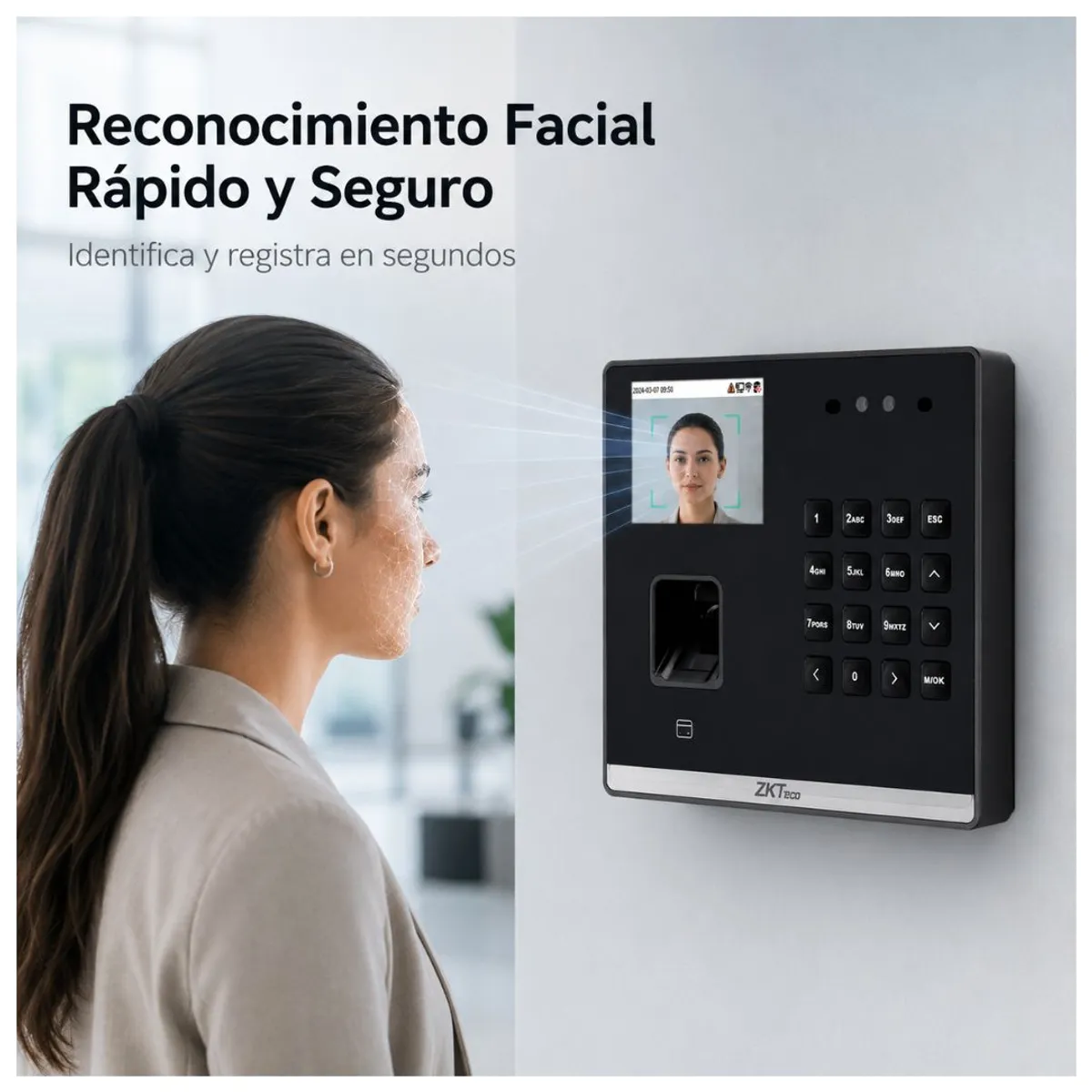 CONTROL DE ASISTENCIA ZKTECO SENSEFACE M2F-LR FACIAL HUELLA RFID CLAVE Y ACCESO - 2
