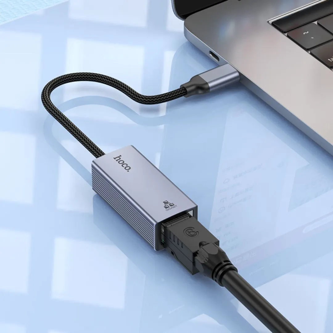 ADAPTADOR TIPO C A RJ45 HOCO UA37 ETHERNET GIGABIT 1000 MBPS PARA LAPTOP TABLET Y CELULAR - 4