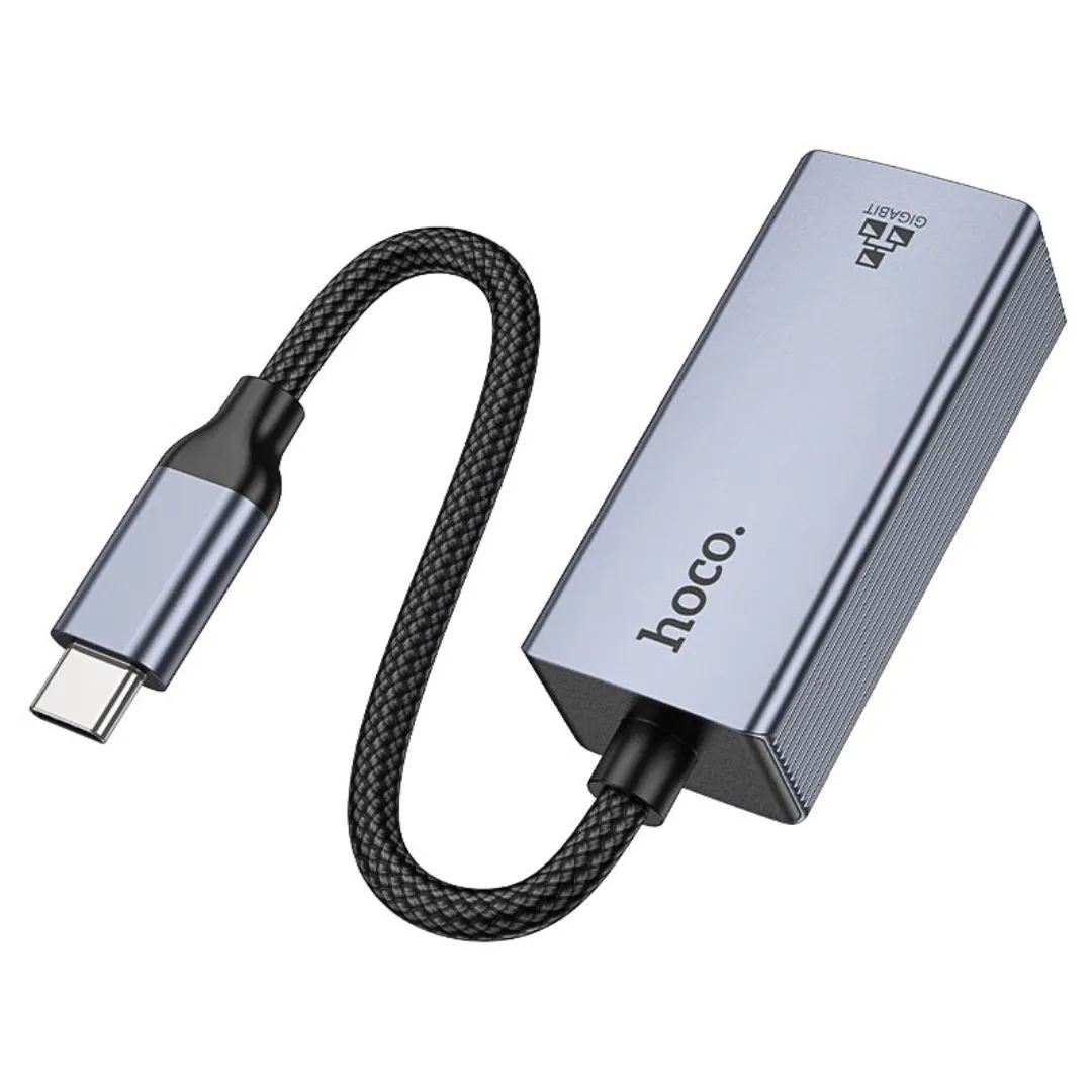 ADAPTADOR TIPO C A RJ45 HOCO UA37 ETHERNET GIGABIT 1000 MBPS PARA LAPTOP TABLET Y CELULAR - 5